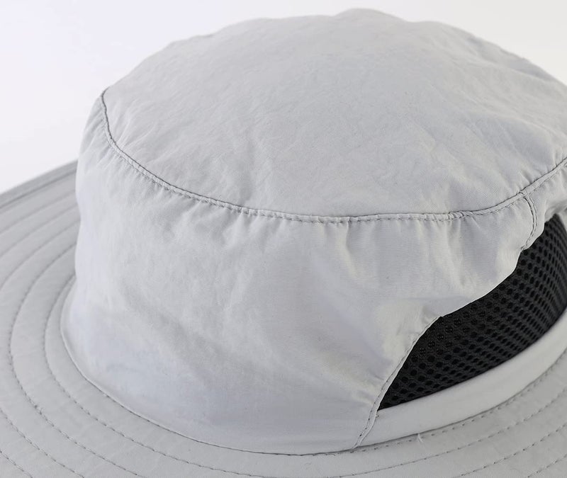 LLmoway Toddler Kid UPF50+ Bucket Sun Hat Wide Brim Lightweight Boys Quick Dry Boonie Hat Light Grey - Image 2